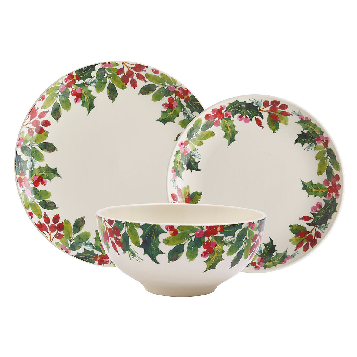 12-Piece Botanic Garden Christmas Holly & Berries Dinner Set multi-coloured, SPODE