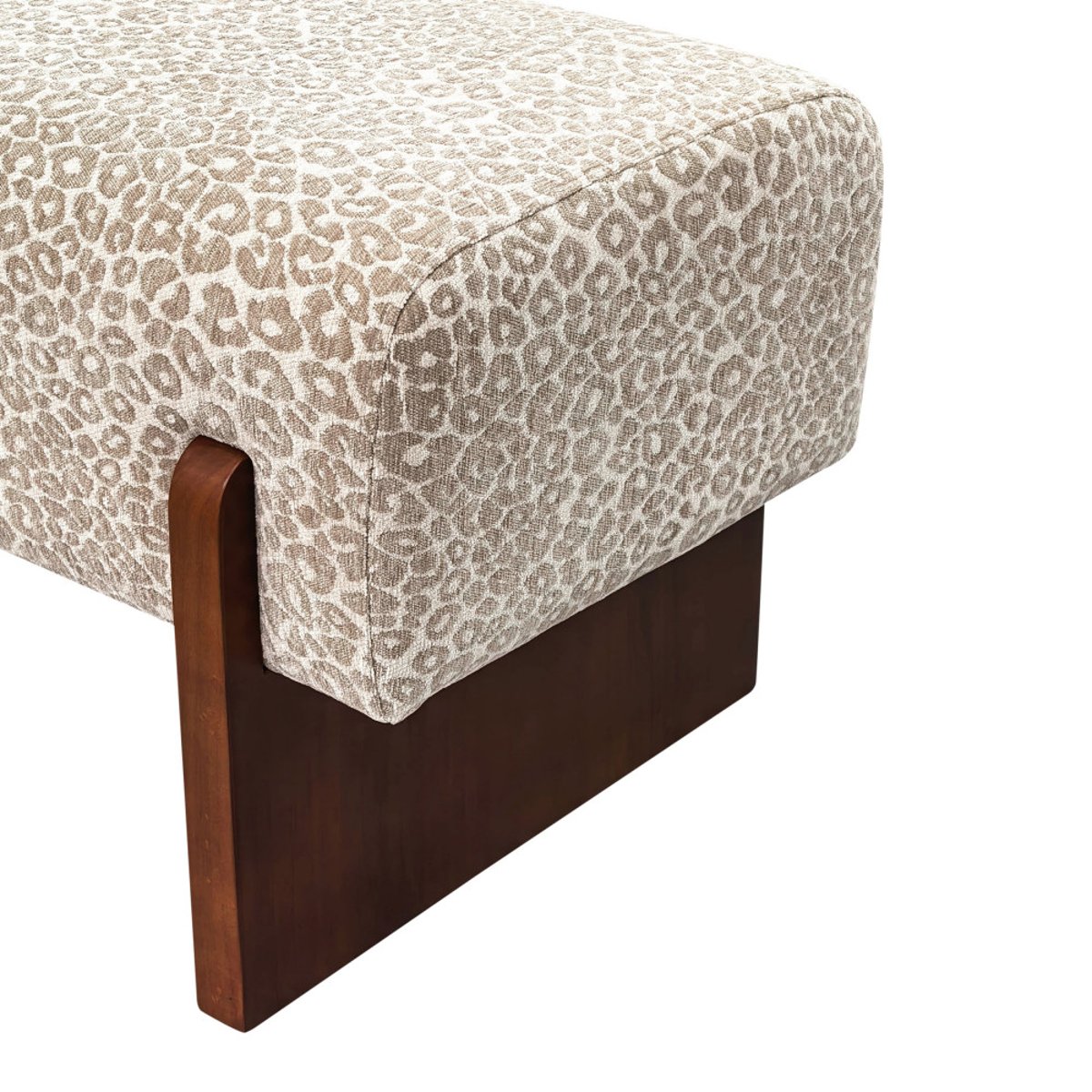 Banc en tissu imprimé léopard et bois- SALLY beige, DRAWER