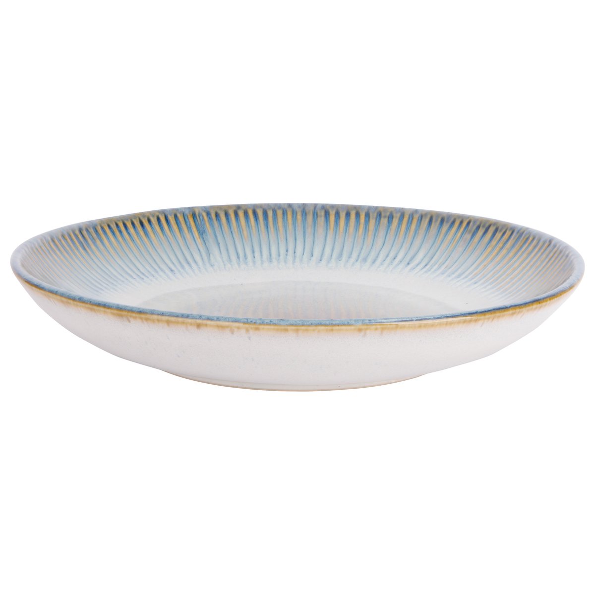 Lot de 6 assiettes creuses en grès, LISTRA bleu-beige, COSY&TRENDY