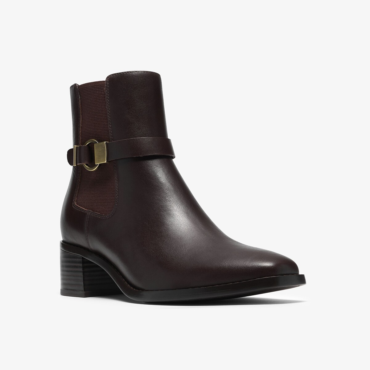 Botines de piel con tacón, WRENN BUCKLE marrón oscuro, CLARKS