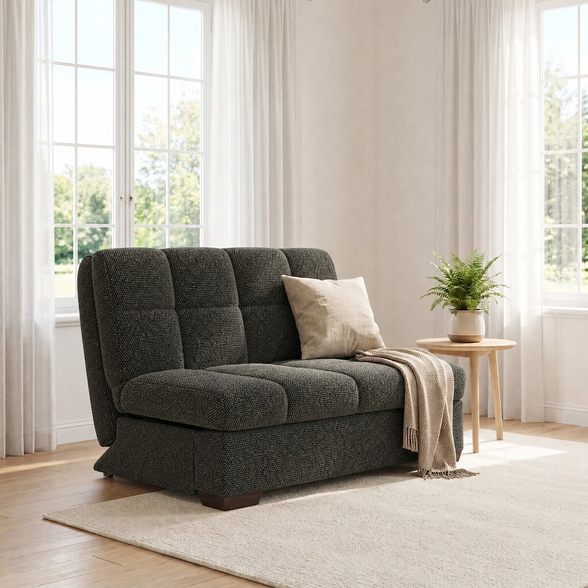 Harlow Boucle Double Sofabed with Pocket Foam Mattress charcoal, ÉDITÉ