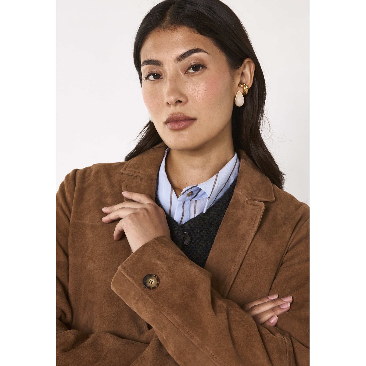Blazer en cuir suede NELIA camel clair, Maison 123