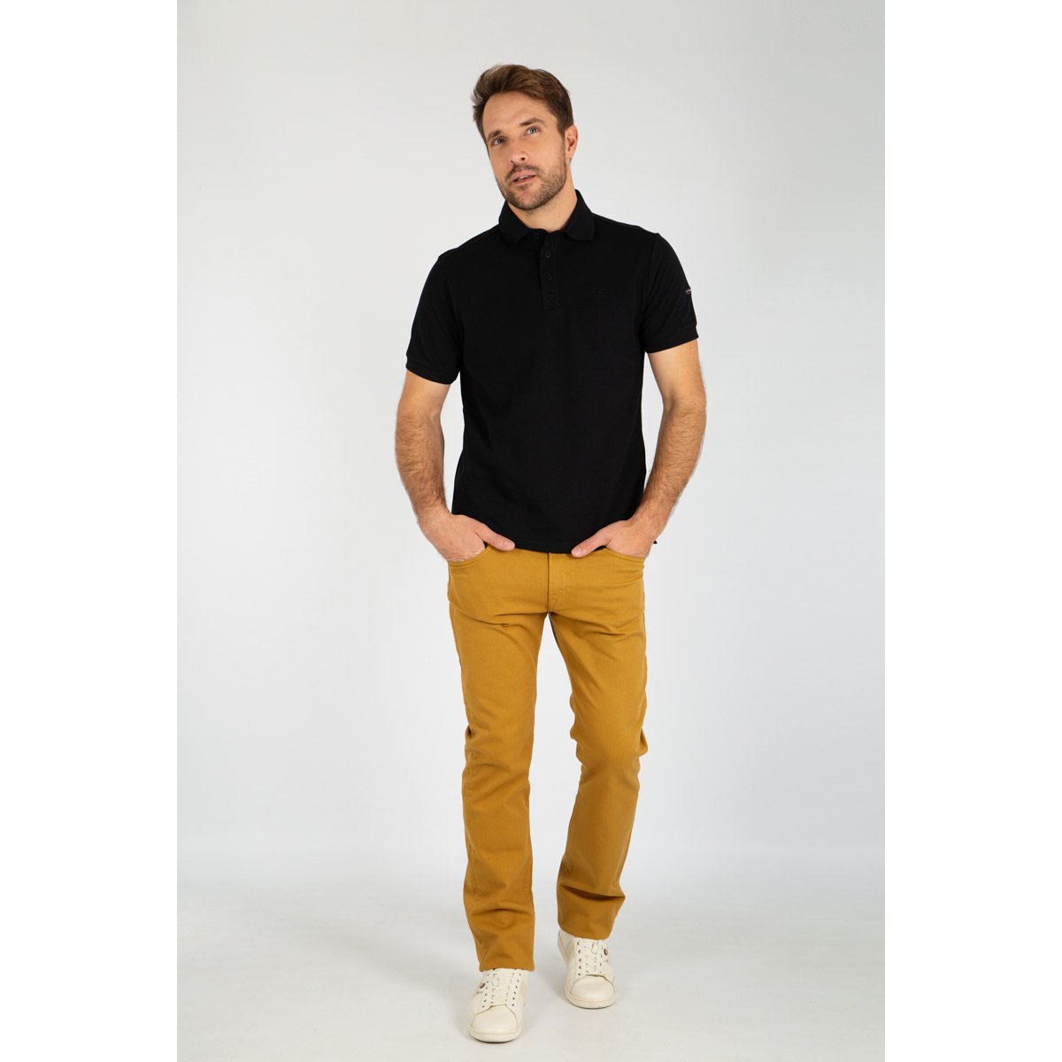 Polo en coton piqué PLONEIS noir, ARMOR-LUX