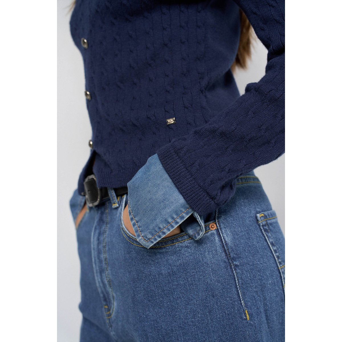 PULL COMBINÉ AVEC CHEMISE bleu, SALSA JEANS