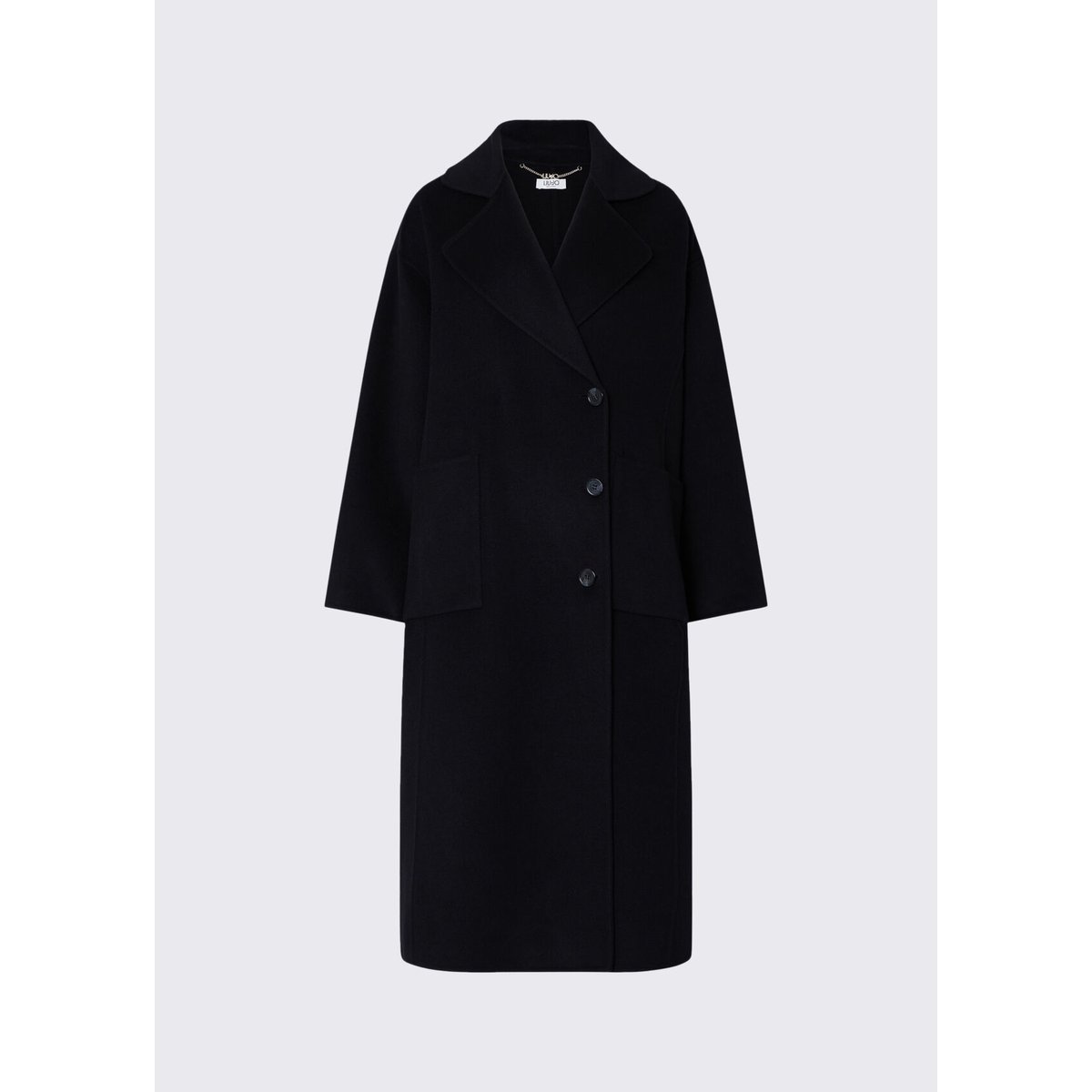 Manteau long oversize en laine noir, LIU JO