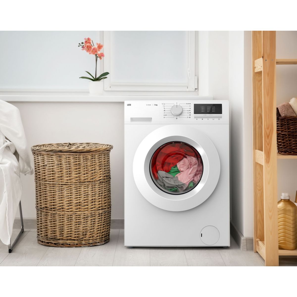 Lave linge compact LF510-L2b - 5 kg - 1000 tr/min - Classe A - Moteur induction couleur unique, LISTO