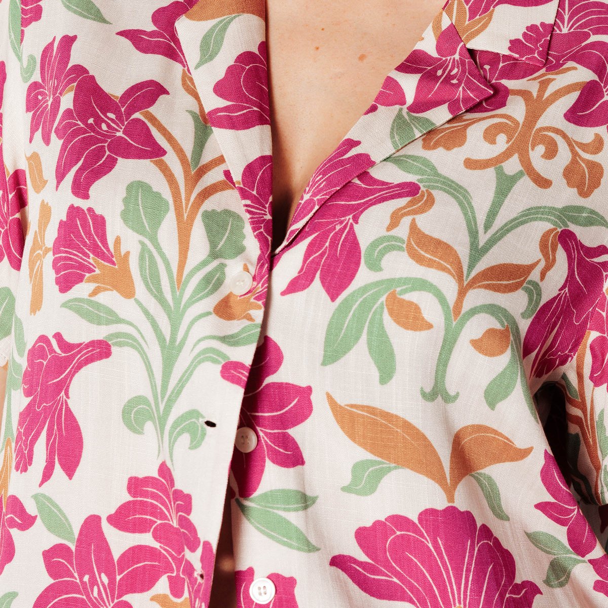 Chemise manches courtes JUILLET multico rose, ROUGEGORGE LINGERIE