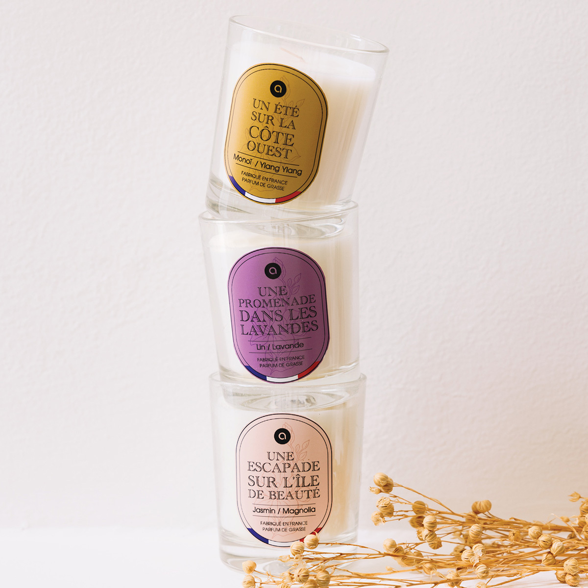 Bougie parfumée NIBI taupe, ATMOSPHERA