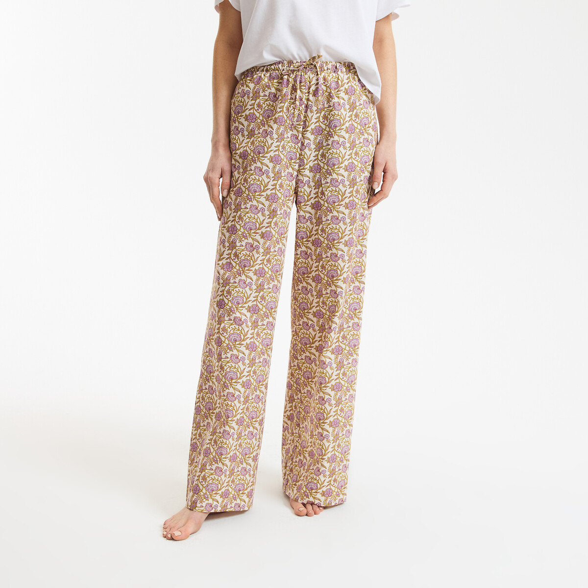 Floral Print Cotton Pyjama Bottoms printed, LA REDOUTE COLLECTIONS