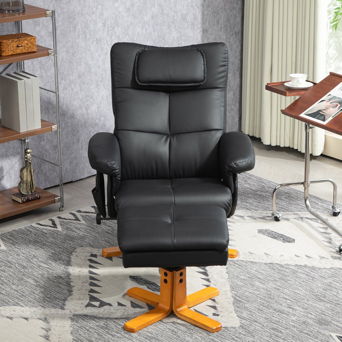 Ensemble fauteuil de massage inclinable avec noir, HOMCOM