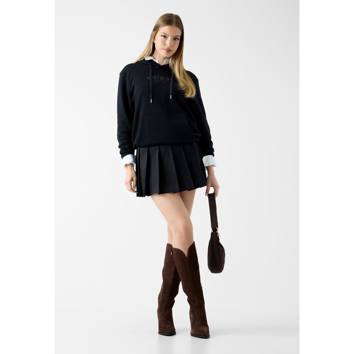 Mini-Jupe Plissée noir, GUESS