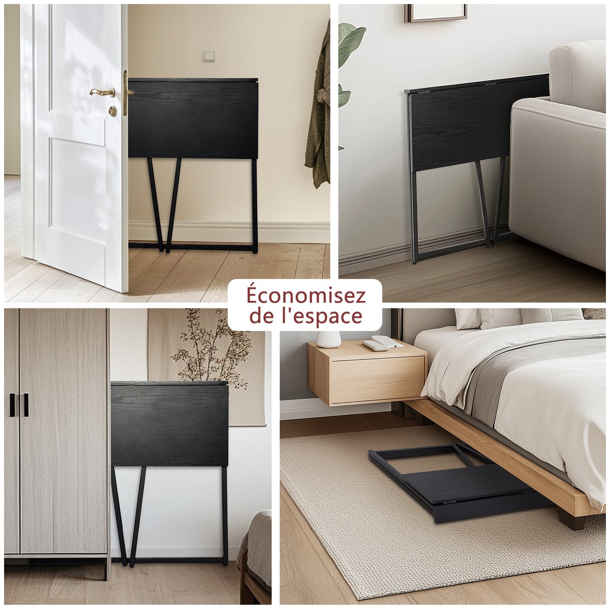 Ensemble de bureau pliable avec chaise de bureau, ASCOLI+ROSS vert noir, MEUBLES COSY