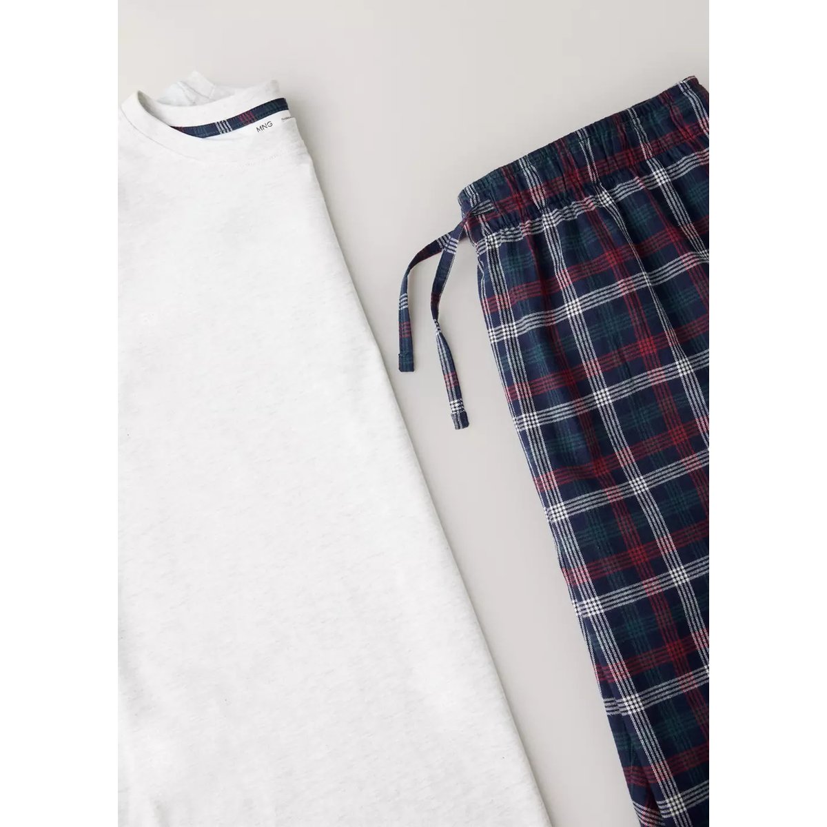 Pyjama complet à carreaux gris, MANGO TEEN