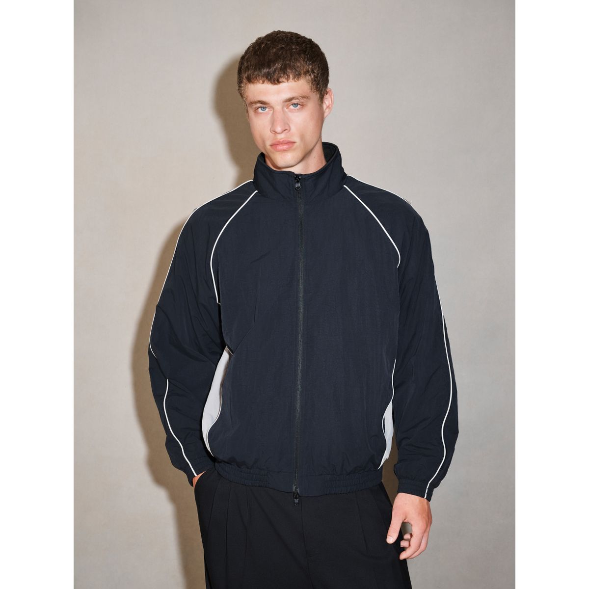 Veste coupe-vent légère à col cheminée noir, NEXT