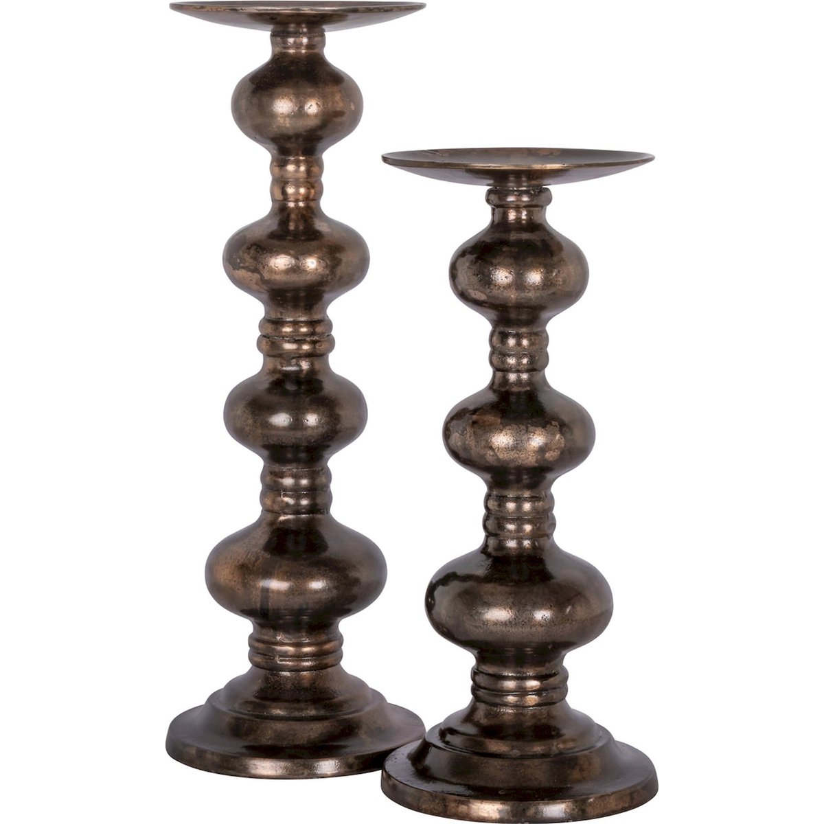 Bougeoir rond en aluminium style contemporain cuivre patiné effet bronze, RECOLLECTION