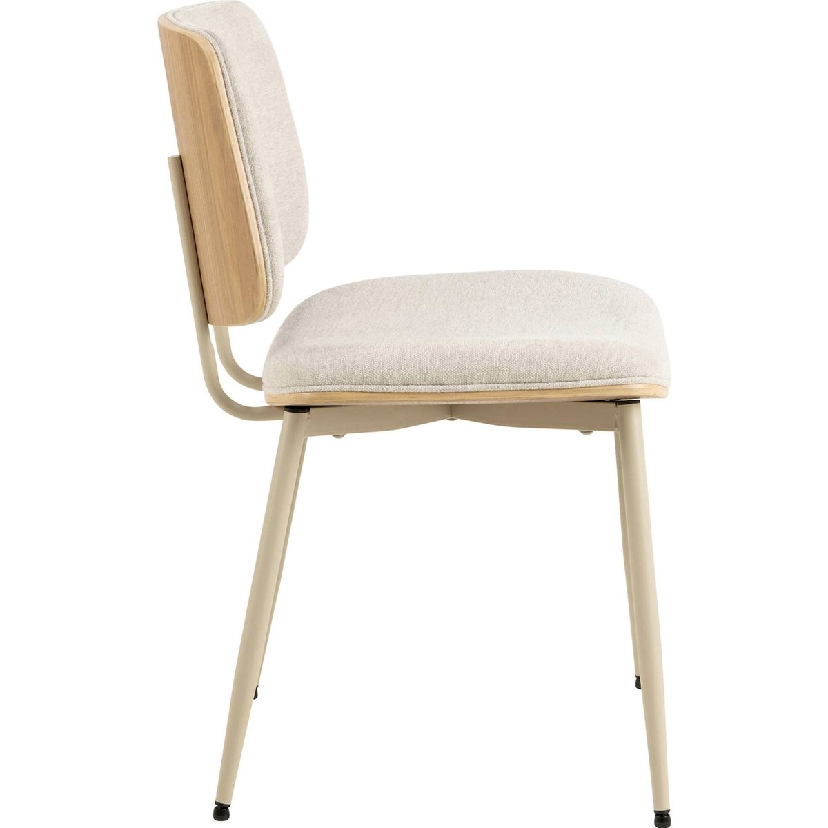 Chaise CLIMSOR tissu et métal beige clair et chêne naturel, RECOLLECTION