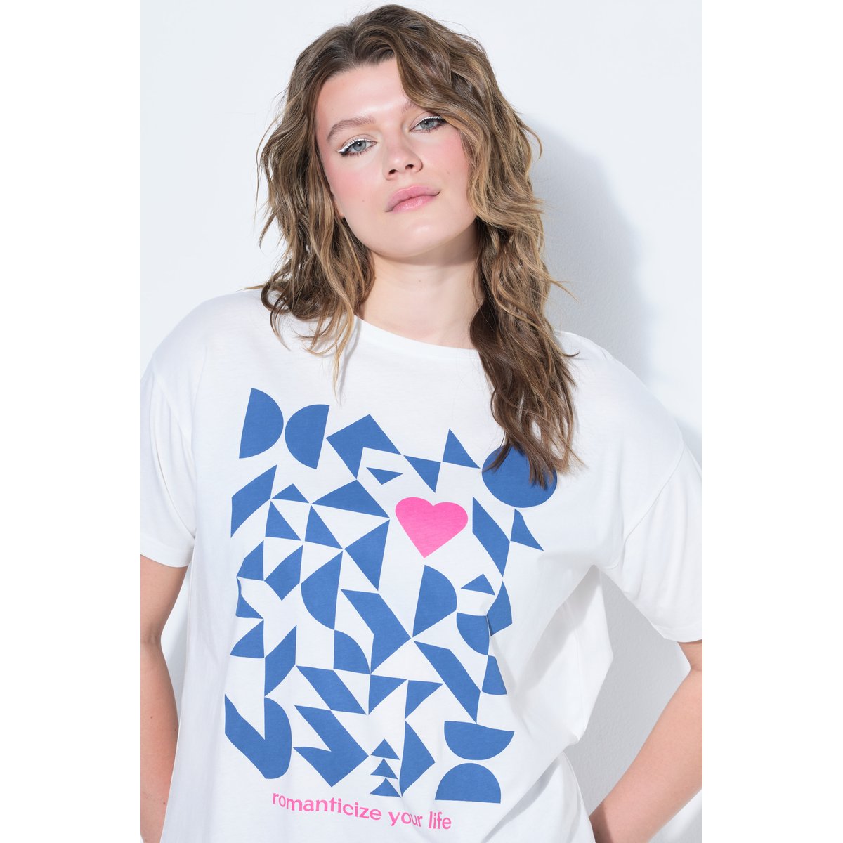 T-shirt oversize, imprimé cœurs blanc cassé, STUDIO UNTOLD