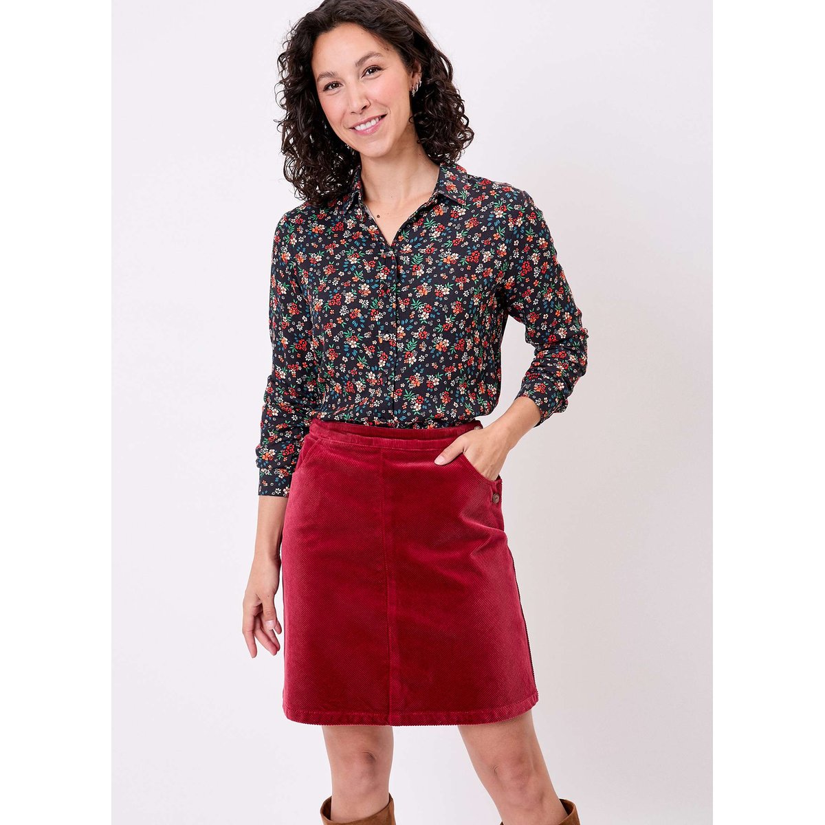 Chemisier imprimé droit fluide MARGE noir multi, PRINCESSE NOMADE