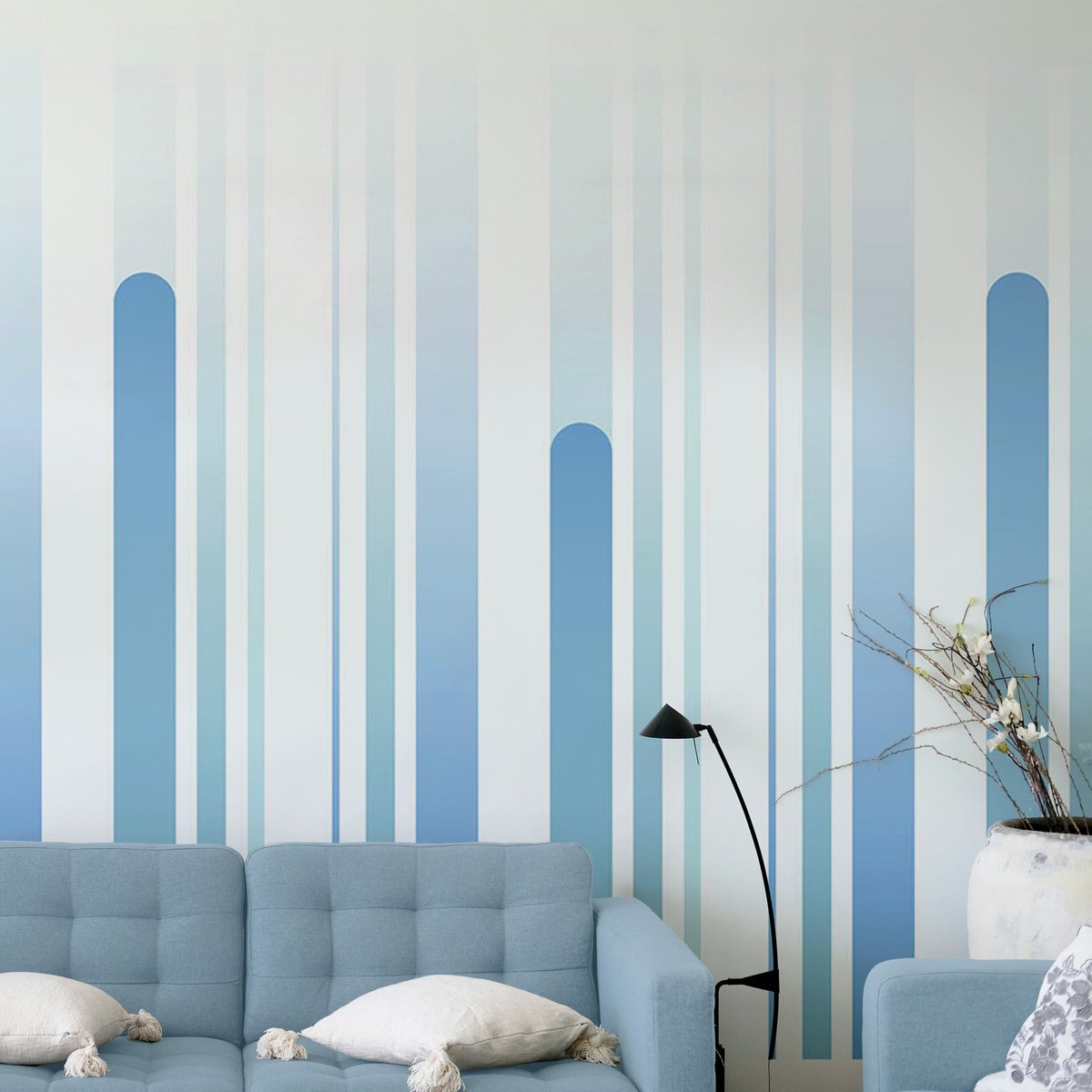 Papier peint panoramique Élévation, Bleu 450 x 250cm bleu, ACTE DECO