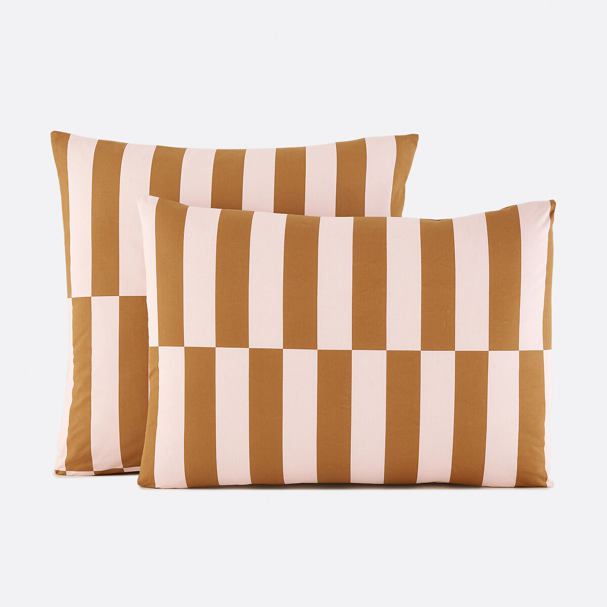 Fronha de almofada em 50% algodão reciclado, estampado geométrico, TABAKA CARAMEL rosa/caramelo, LA REDOUTE INTERIEURS