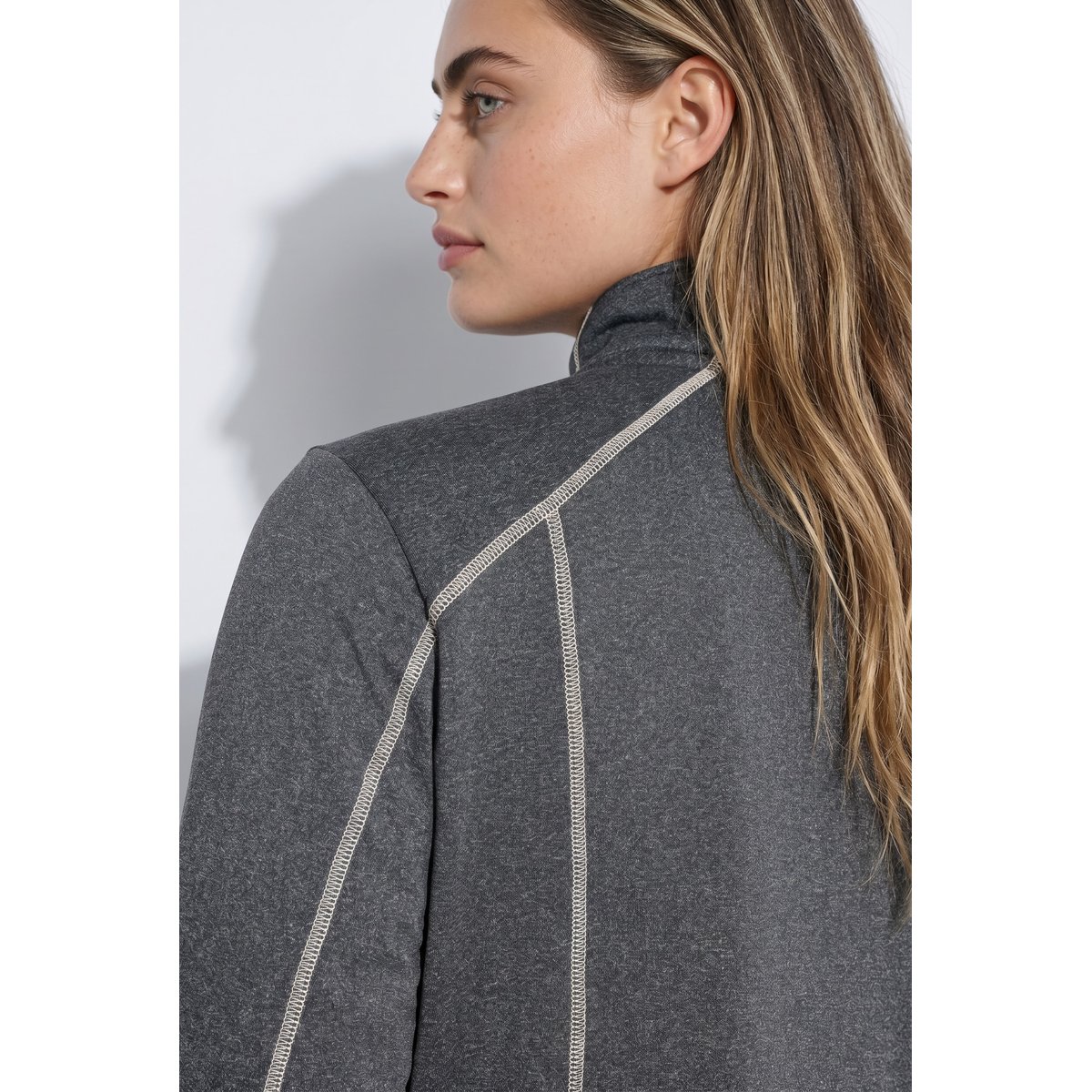 Veste en molleton, coutures fantaisie chiné anthracite, ULLA POPKEN