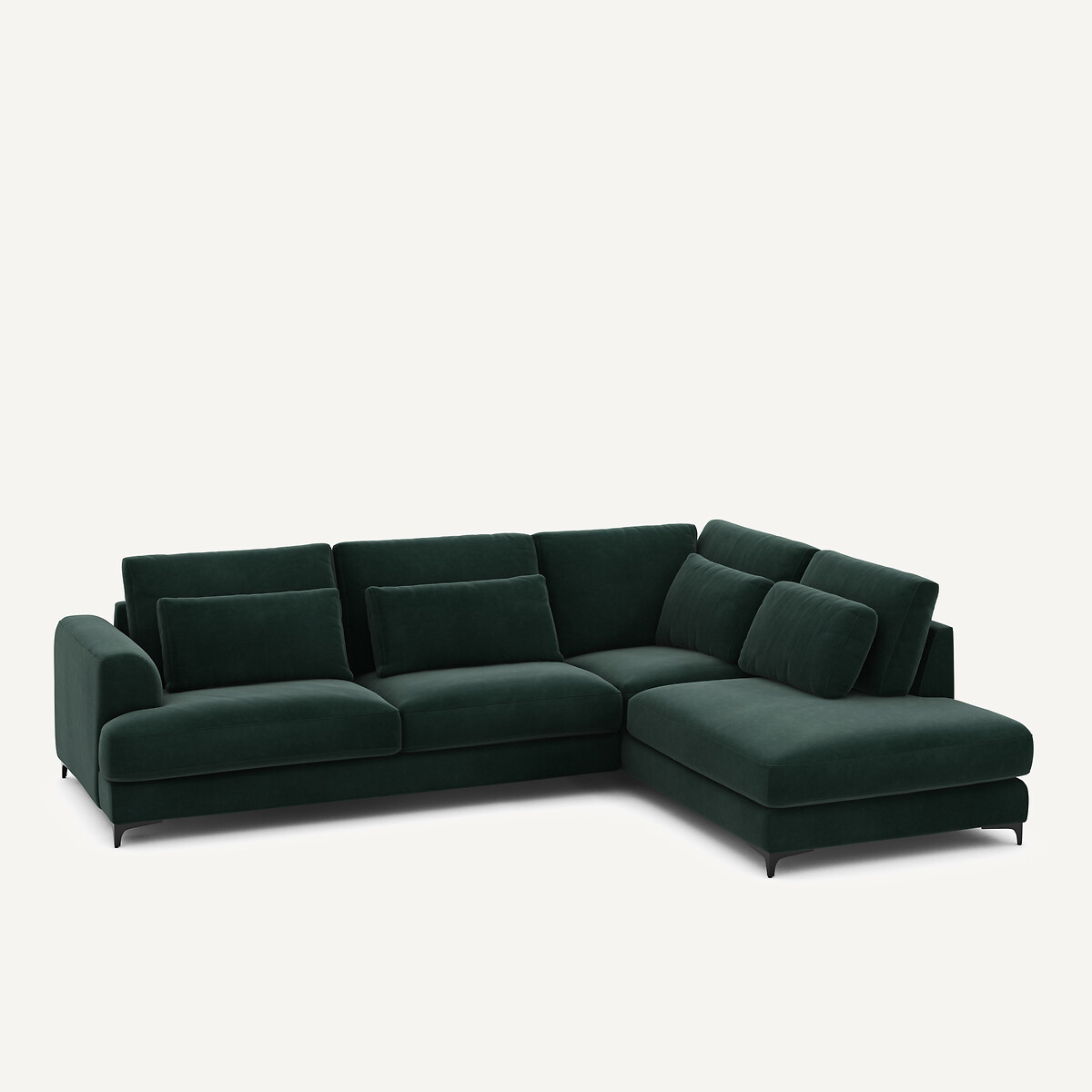 Divano letto angolare destro, velluto, Marsile verde zar , AM.PM