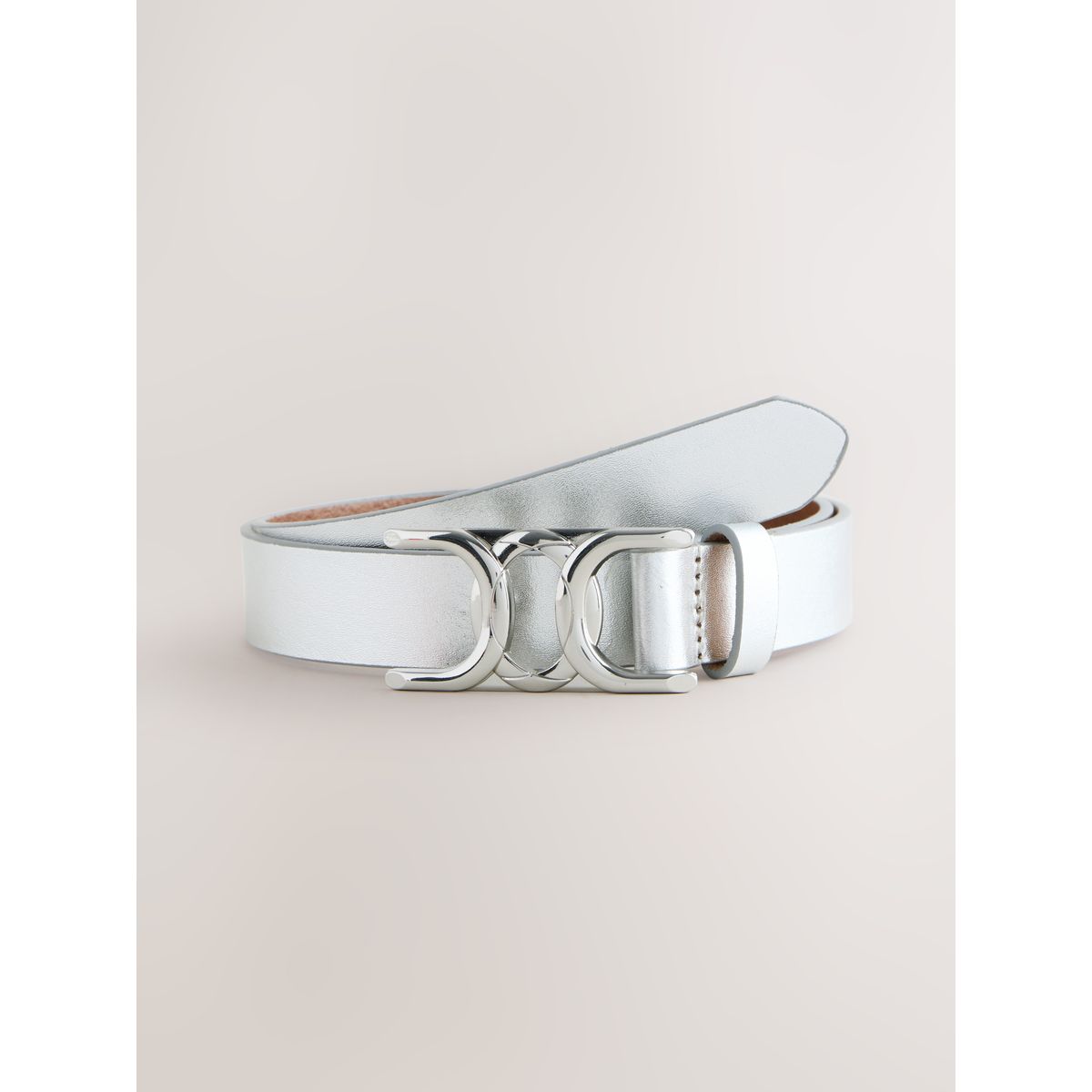 Ceinture en cuir avec boucle originale argent, NEXT