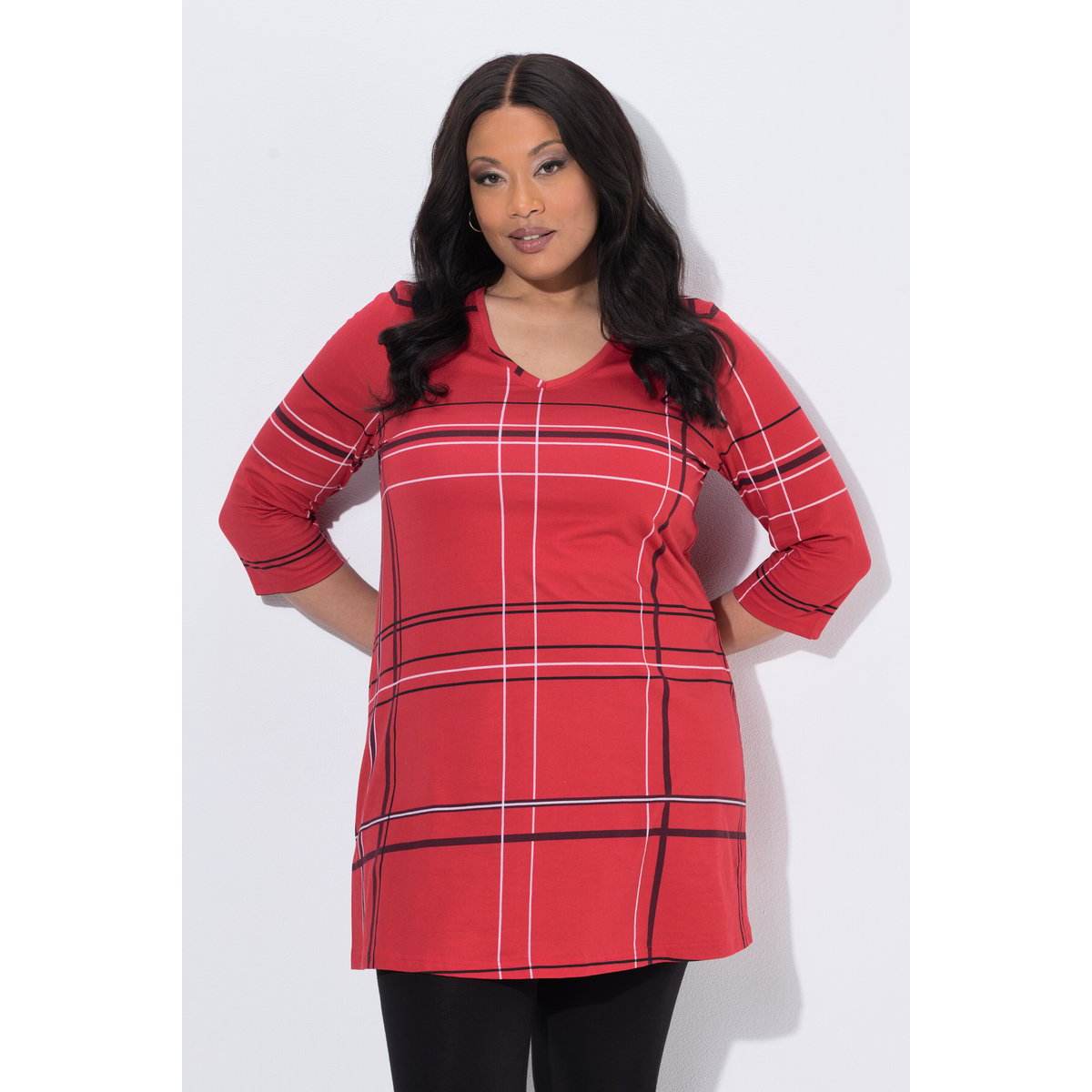 T-shirt long rouge vin foncé, ULLA POPKEN