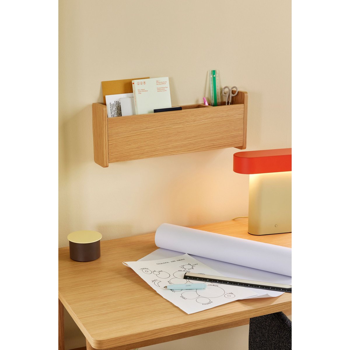 Organiseur en placage de chêne ATHAND naturel, HUBSCH