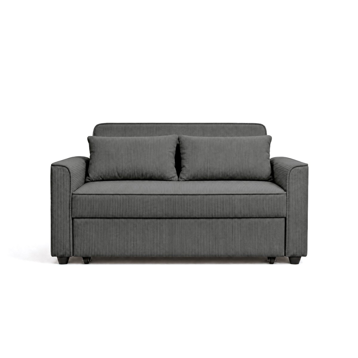 Canapé convertible 2 places velours côtelé, ERNEST gris, BEST MOBILIER