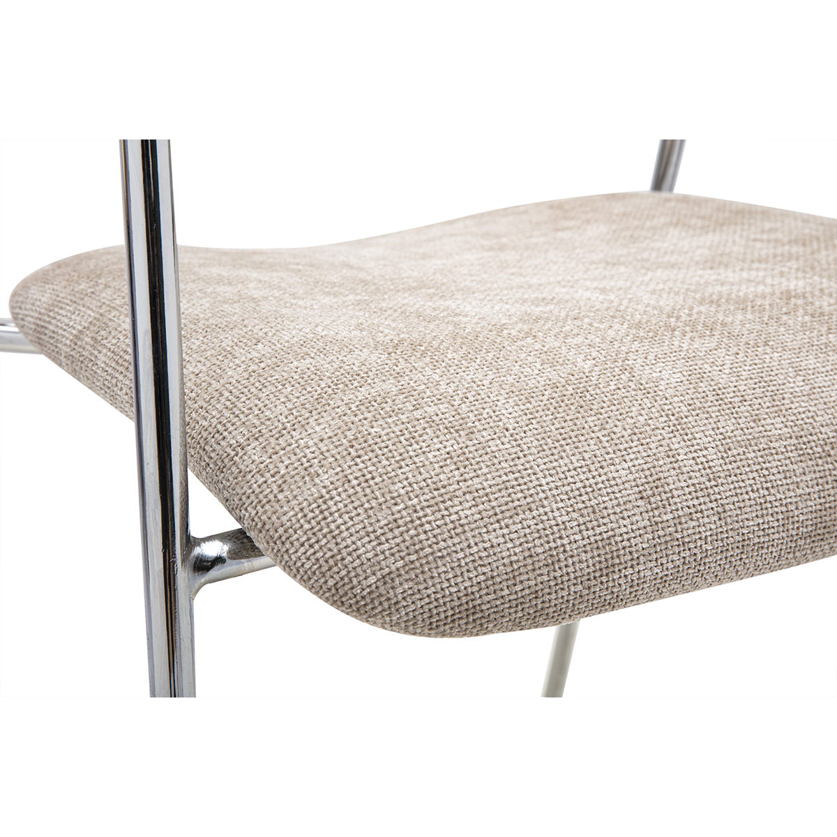 Chaises en tissu effet velours texturé taupe, bois clair et métal chromé (lot de 2) FANELY taupe, MILIBOO