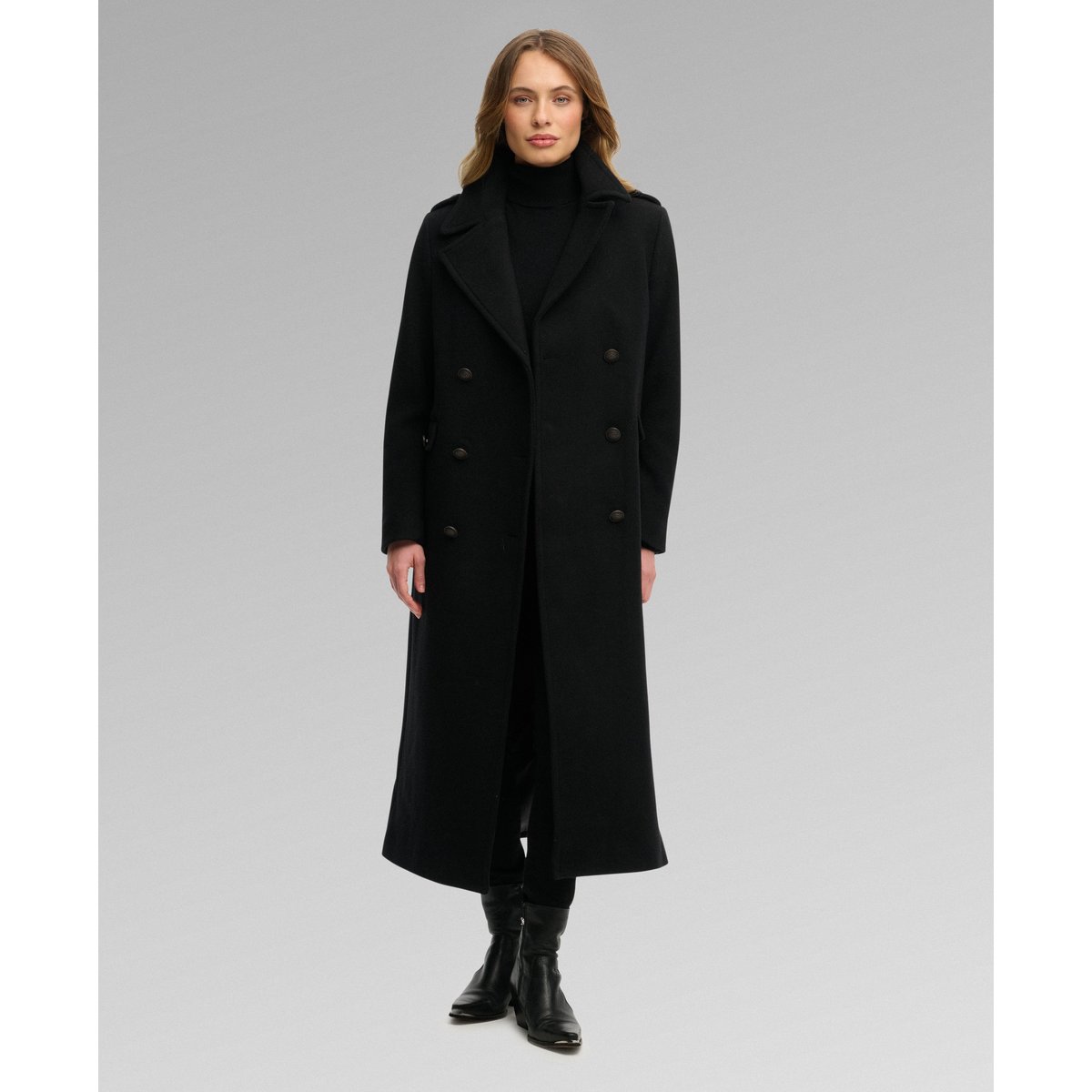 Manteau Croisé en Mélange de Laine noir, SUPERDRY