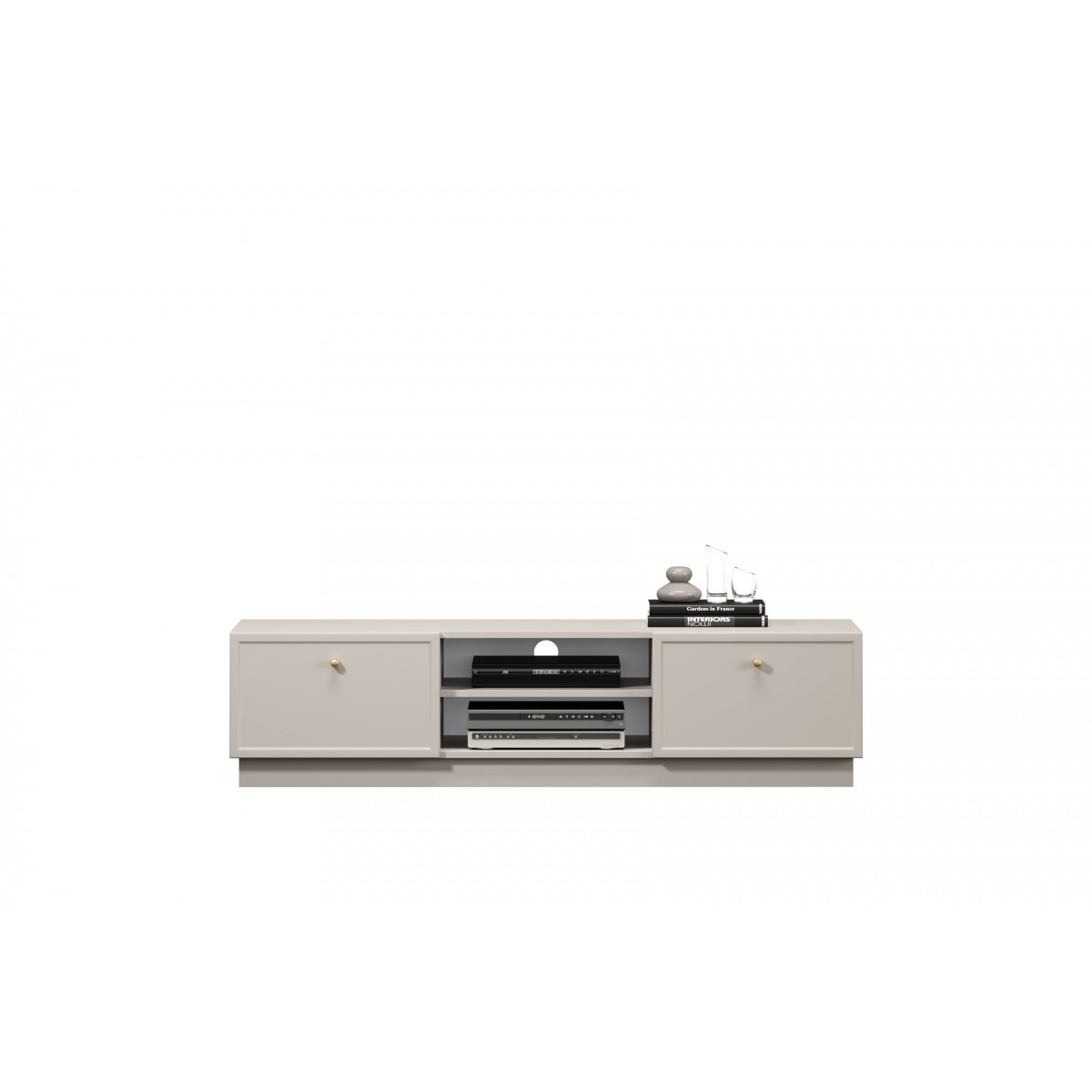 Meuble TV 150 cm panneaux de particules, LORINA beige, BOBOCHIC