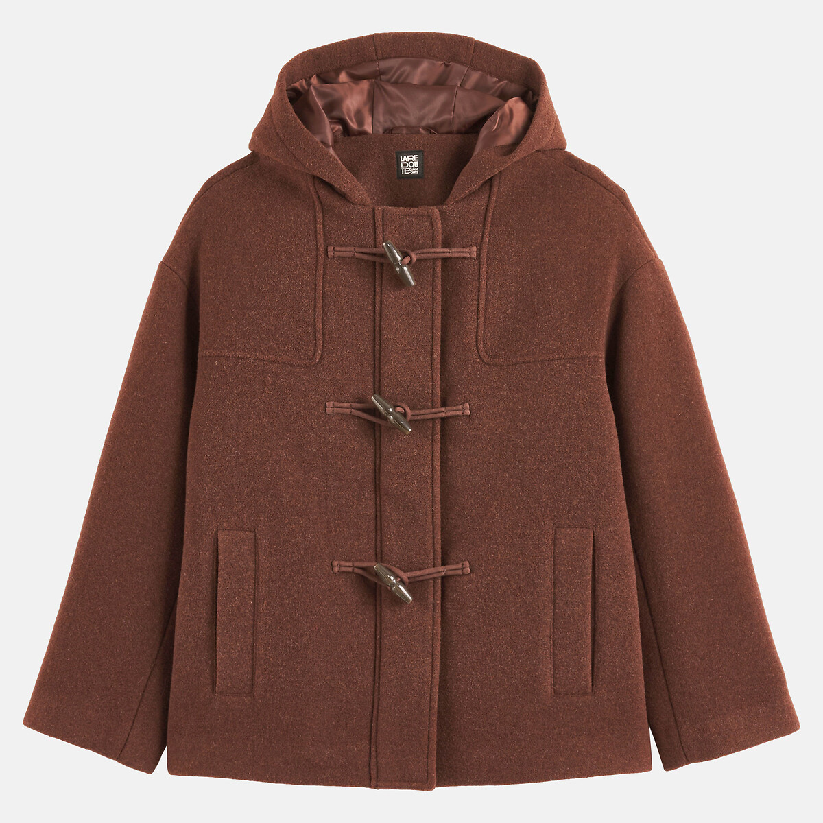 Duffle-coat court, à capuche marron, LA REDOUTE COLLECTIONS