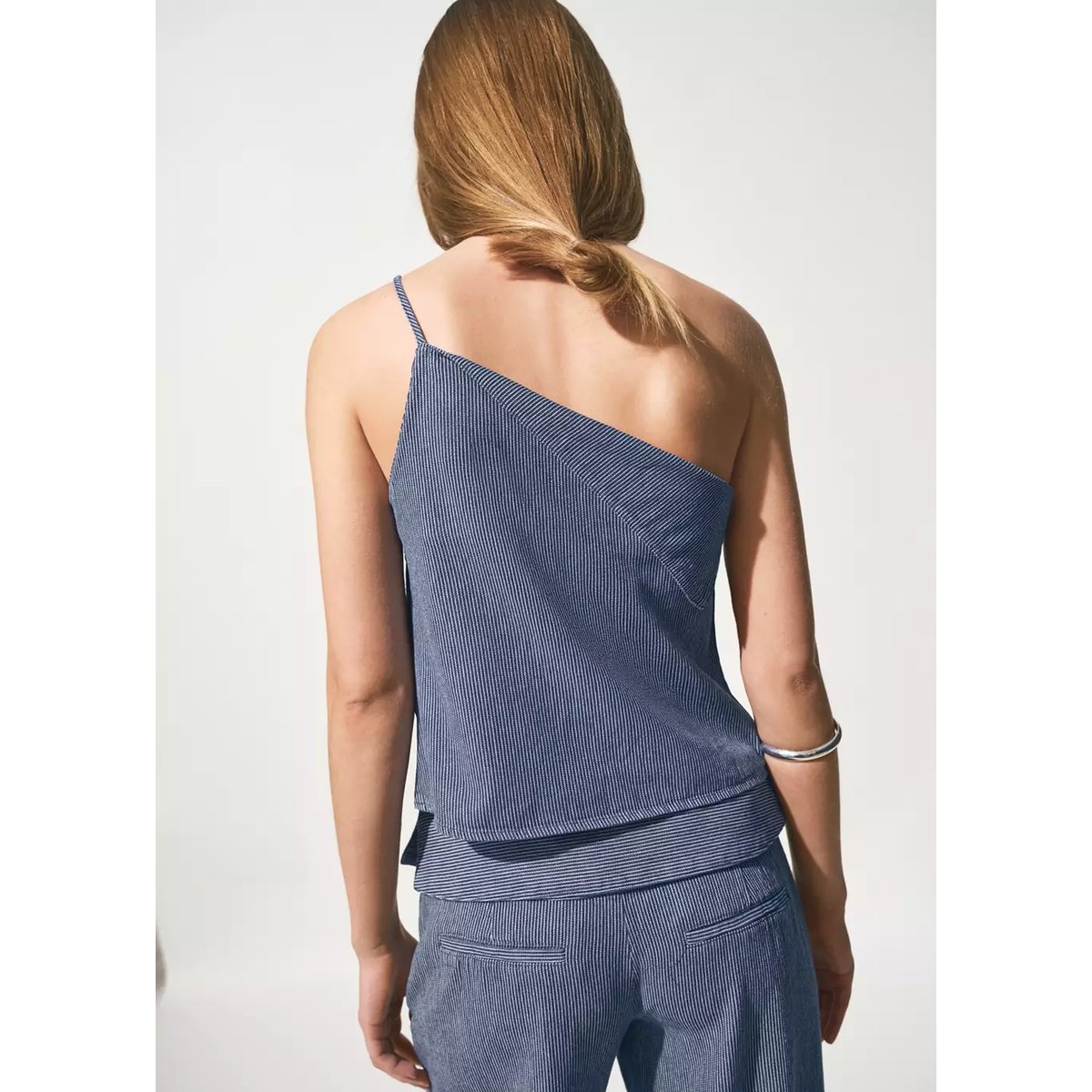 Top asymétrique rayures bleu foncé, MANGO TEEN