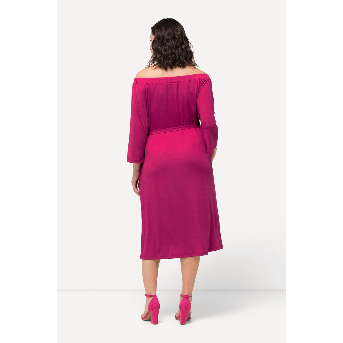 Robe midi en jersey texturé bruyère clair, ULLA POPKEN