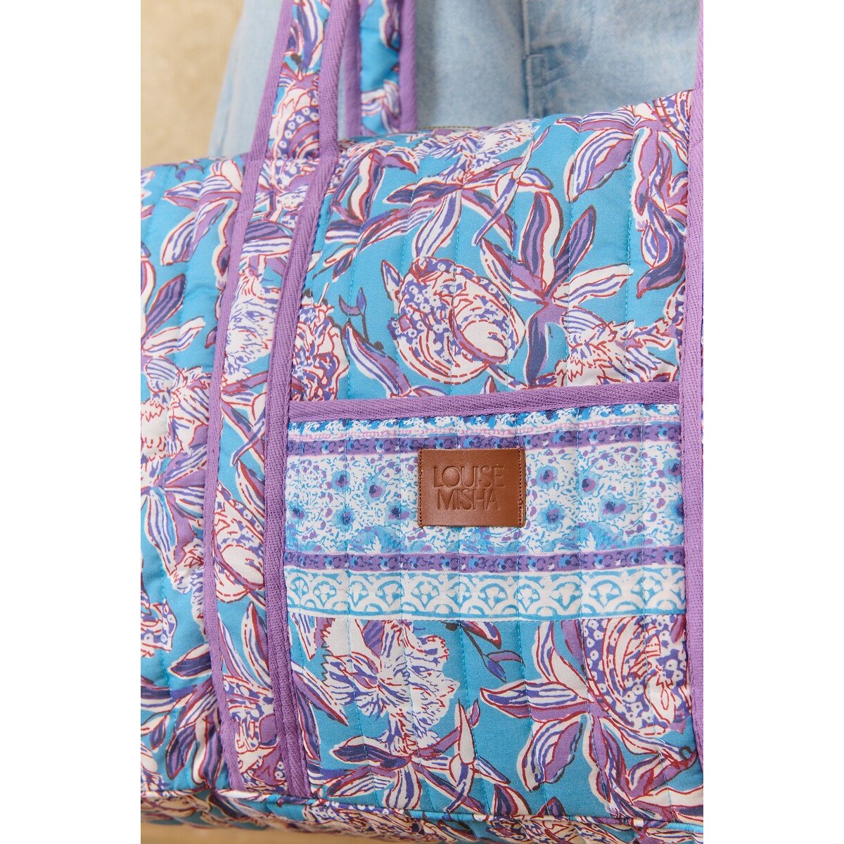 Weekender BILBAO mit Blumenmuster blau bedruckt, LOUISE MISHA