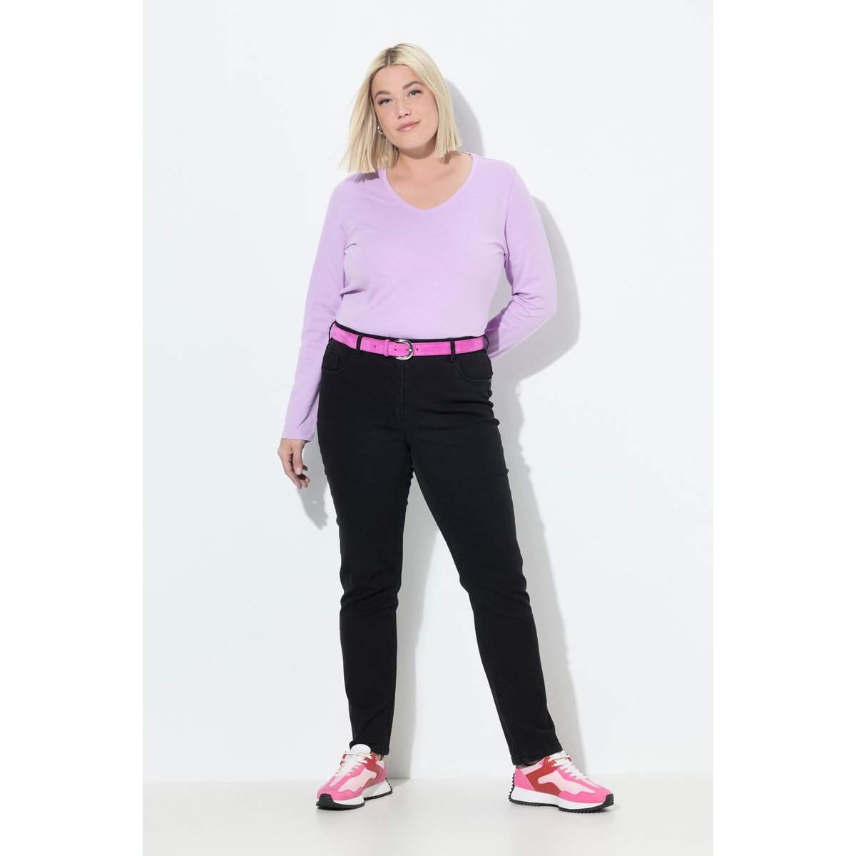 Jean Mia en denim stretch, taille confortable noir, ULLA POPKEN