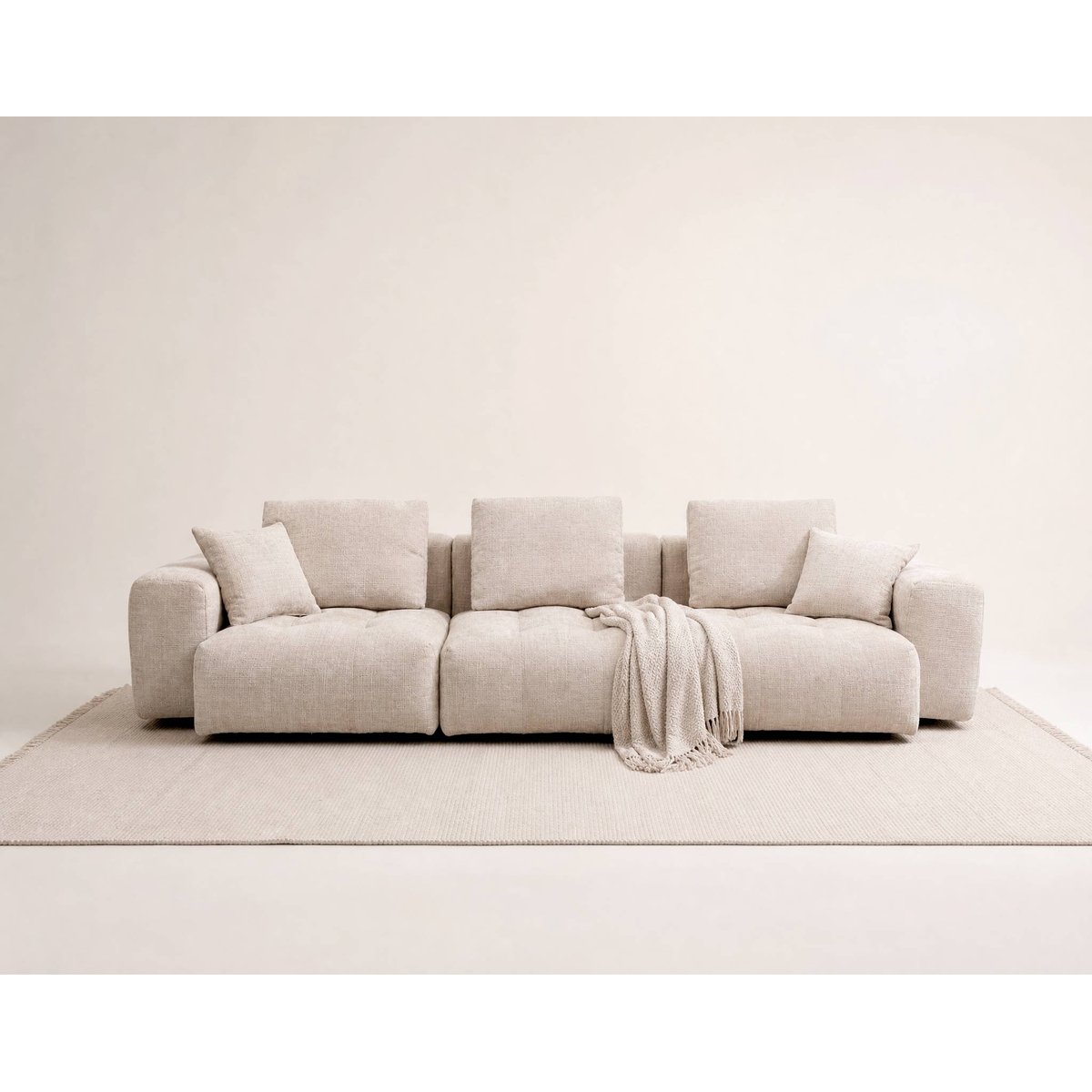 Canapé modulable en velours texturé, COLETTE beige, BEST MOBILIER