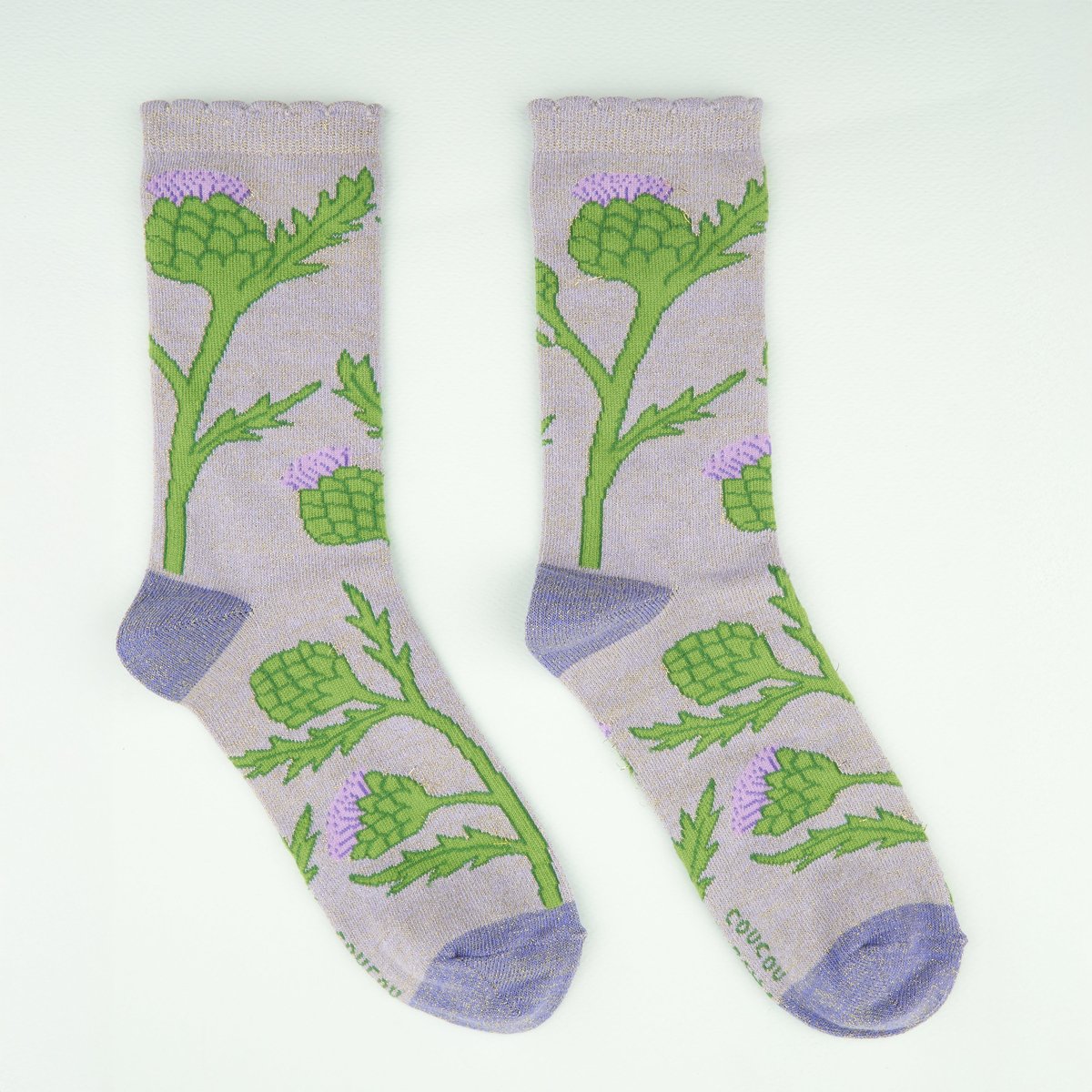 Chaussettes ARTICHAUT violet à paillettes, COUCOU SUZETTE