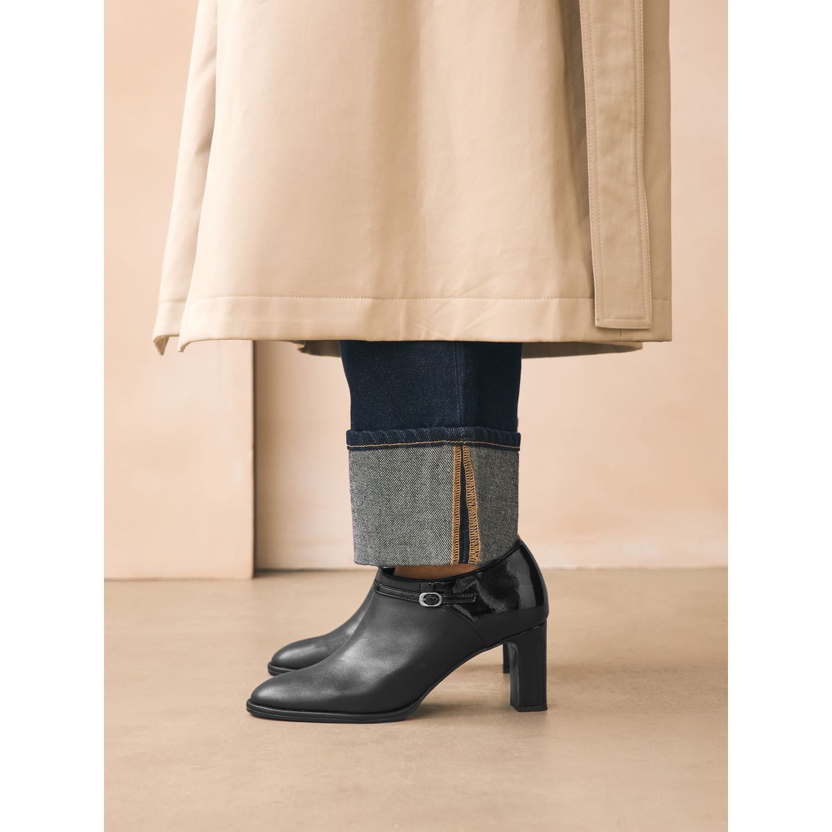 Bottes à boucle avec bout rond et talon carré noir, NEXT