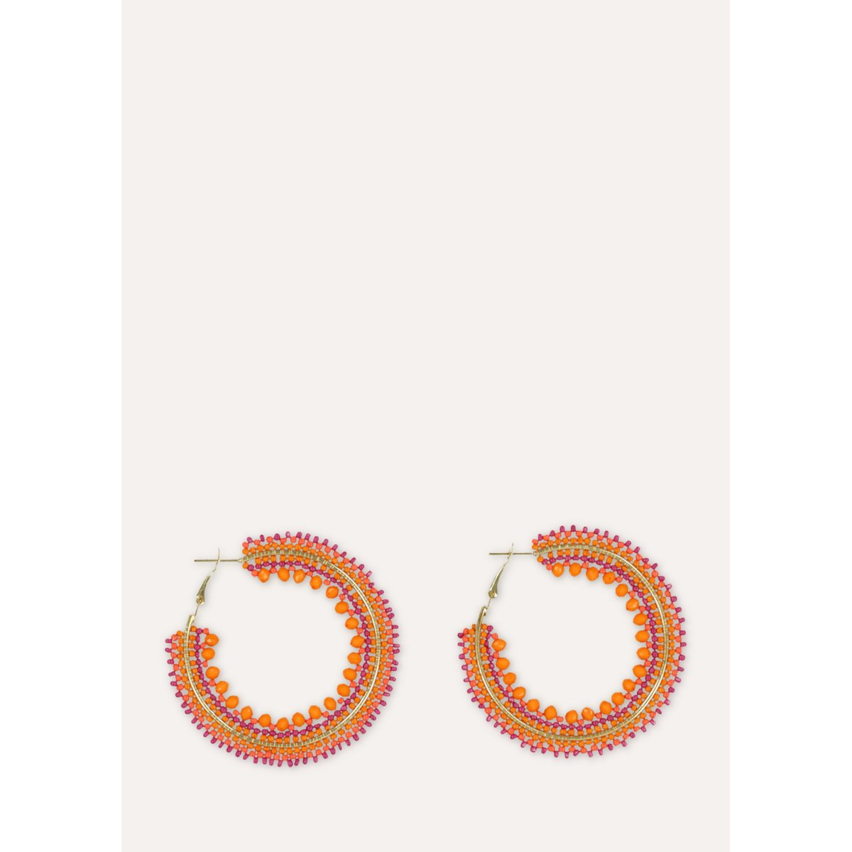 Boucles d'oreille créoles en perles sunrise, LA FEE MARABOUTEE