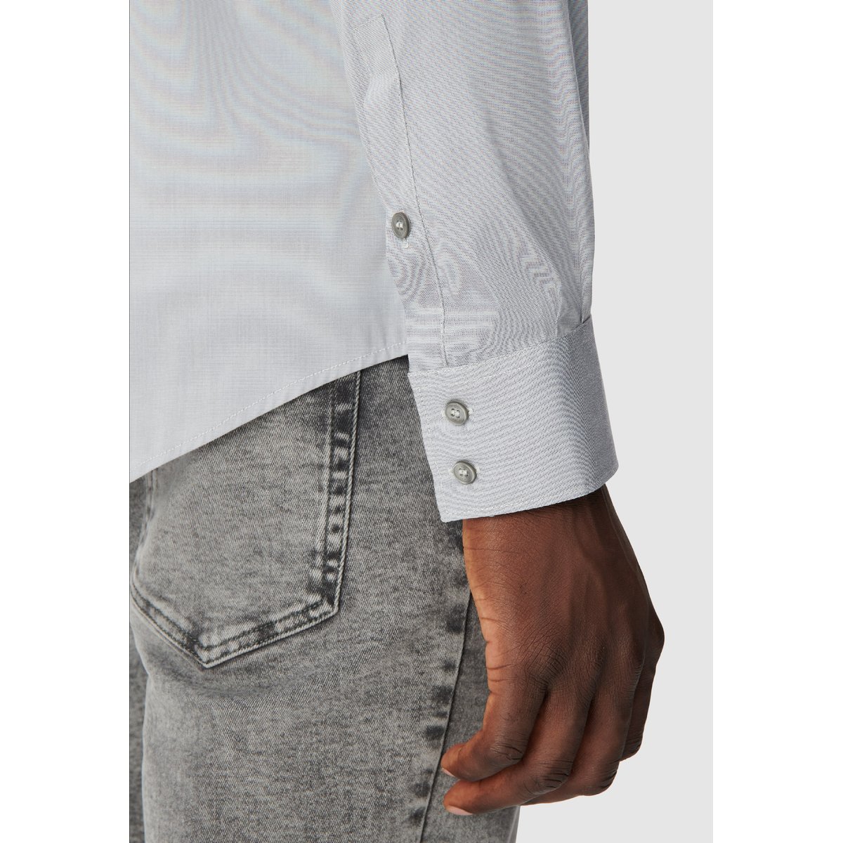 Chemise slim motif fines rayures gris foncé, IKKS