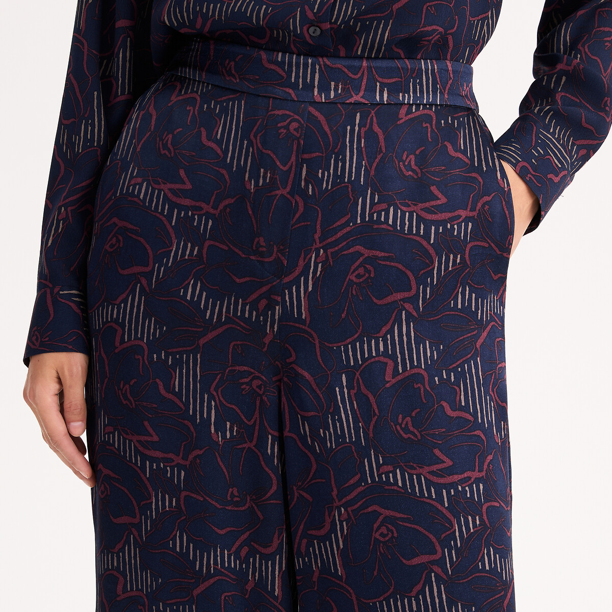 Printed Wide Leg Trousers with High Waist printed, ANNE WEYBURN