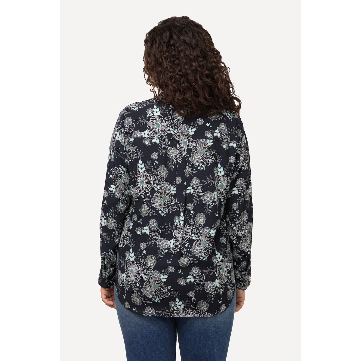 Chemisier à manches longues, imprimé floral marine, ULLA POPKEN