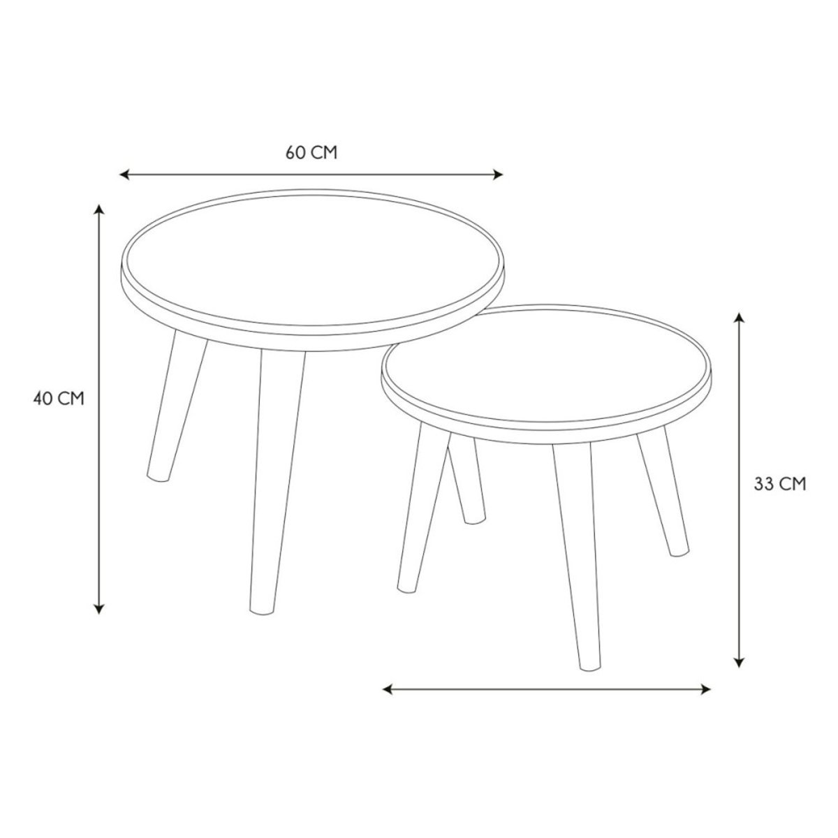Lot de 2 tables gigognes FELIX marron, DECORATIE