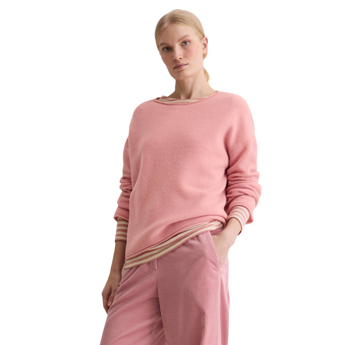 Pull oversized en laine d'agneau moelleuse rose, MARC O'POLO
