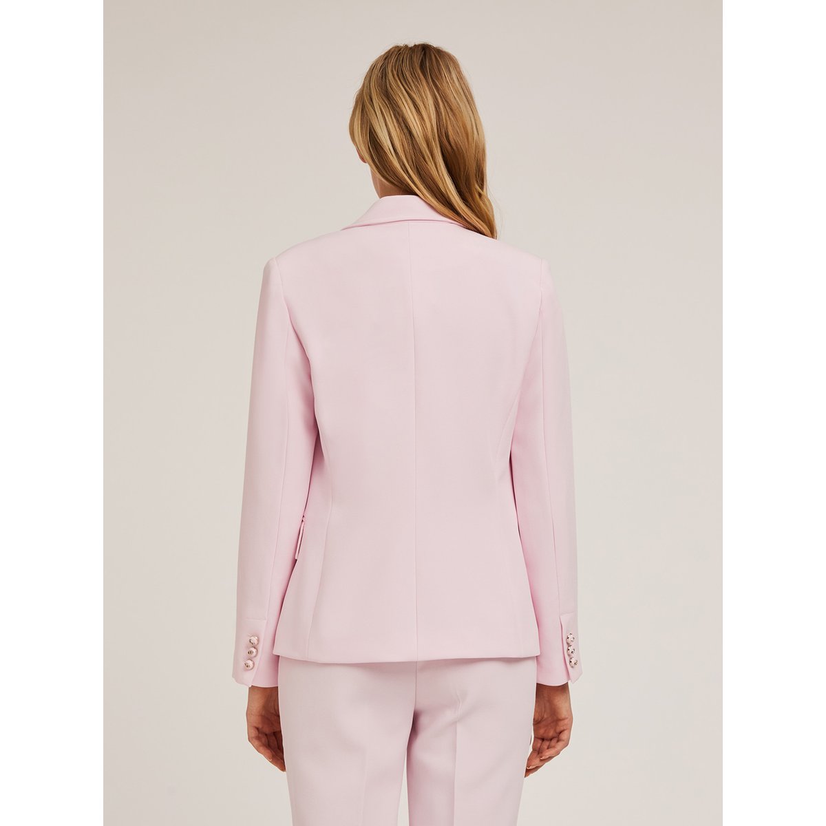 Veste de costume à simple boutonnage en crêpe rose, MOTIVI