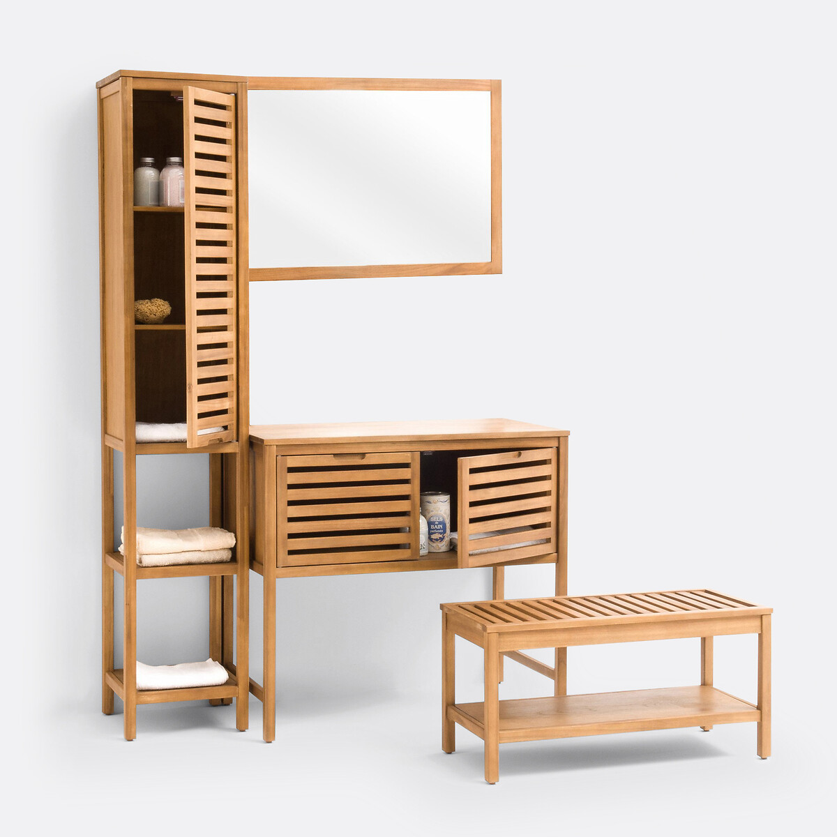 Colonne de salle de bain en acacia huilé, HAUMÉA acacia, LA REDOUTE INTERIEURS