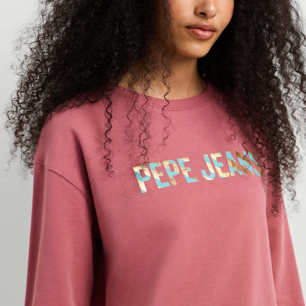 Sweat-Shirt À Col Rond Avec Logo rose foncé, PEPE JEANS